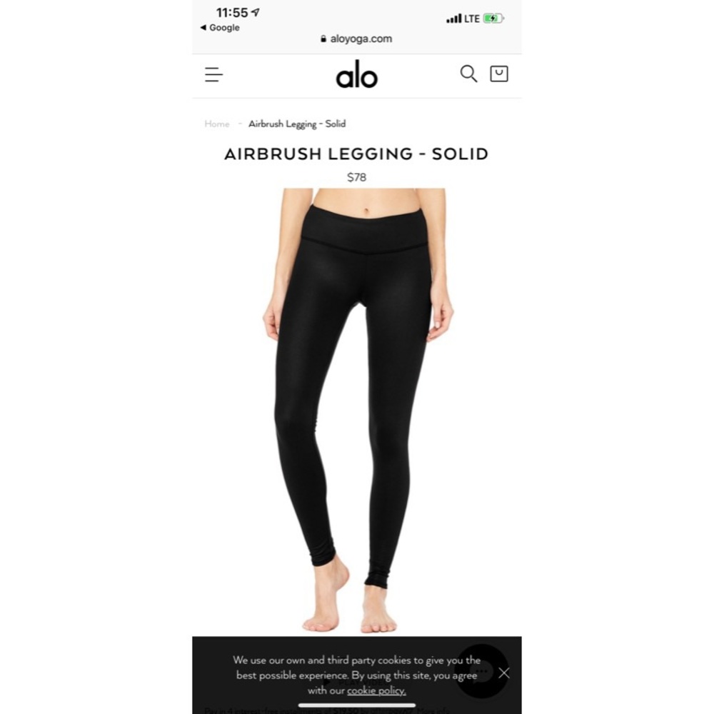Alo Yoga Airbrush Legging Black Glossy Size Small